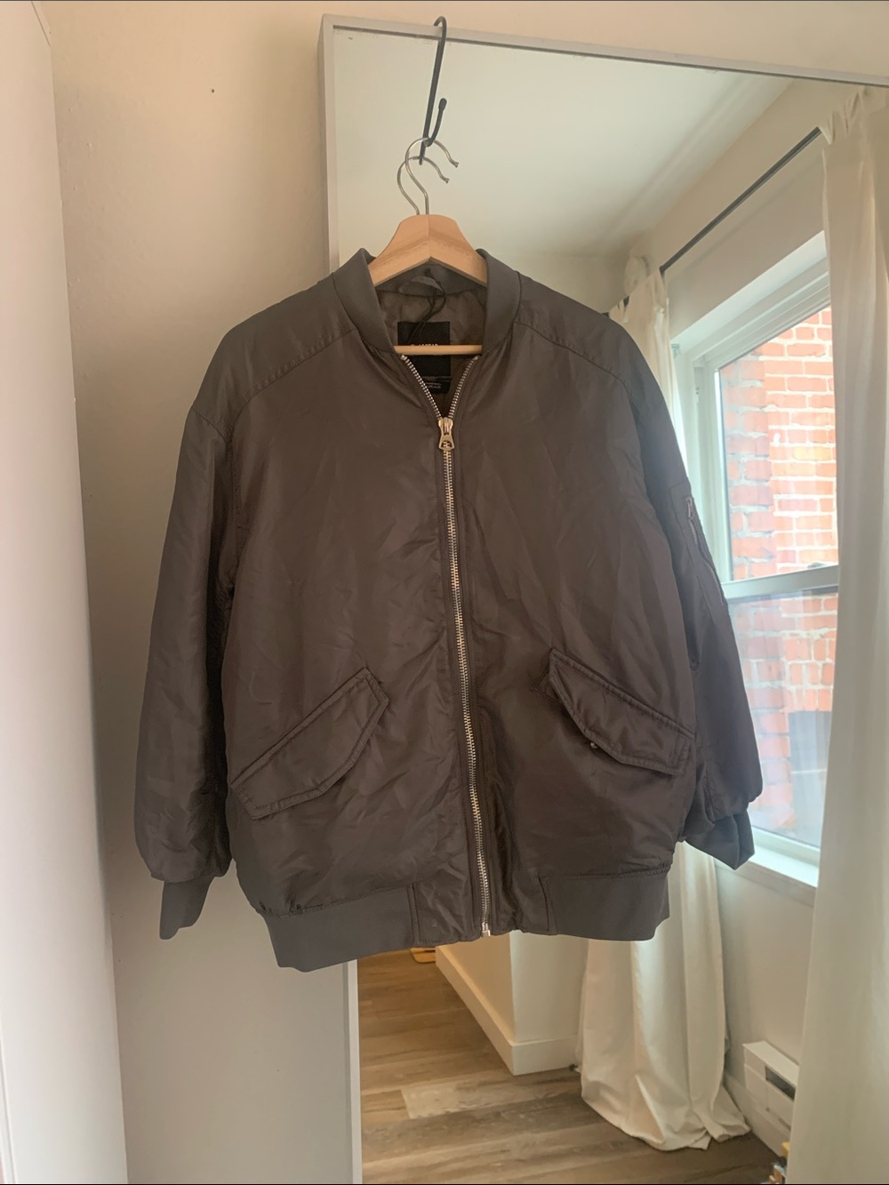 ASOS Pull & Bear Gray Oversized Bomber Jacket